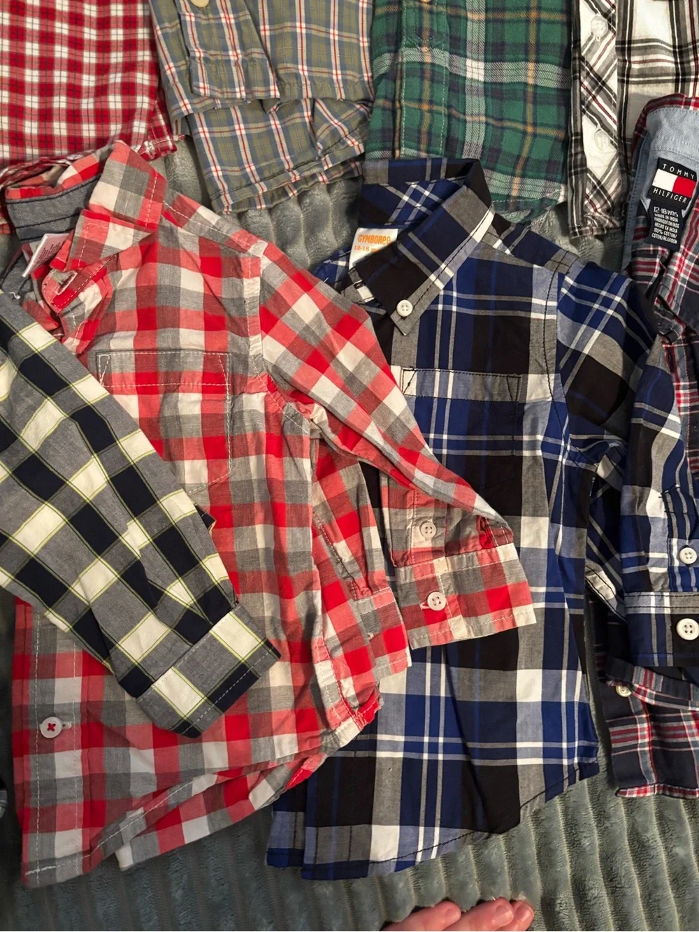 Large lot of Name Brand 12-18 months boys flannel shirts